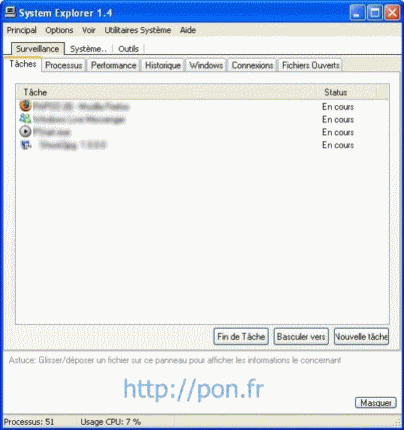 System explorer Fr - gestionnaire de tâches évolué