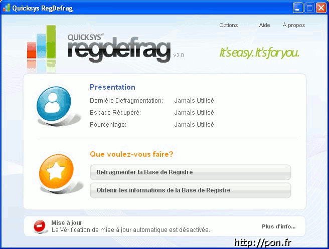 quicksysregdefrag Quicksys RegDefrag - Défragmentation et optimisation registre